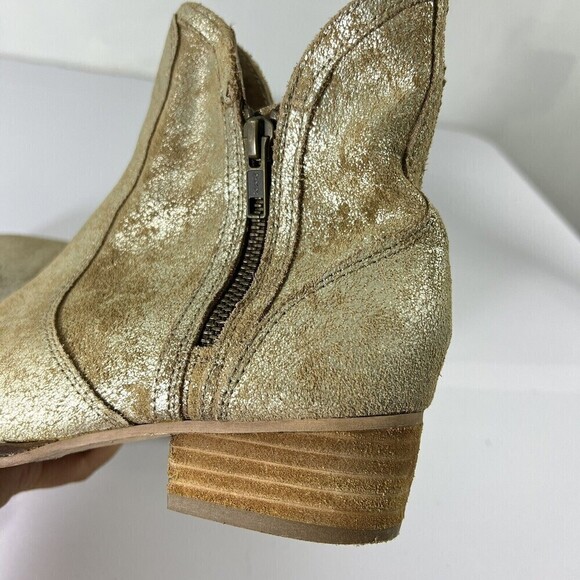 Seychelles Antropología Lucky Penny Distressed Metallic Gold Ankle Boot Size 6.5 - Picture 6 of 12